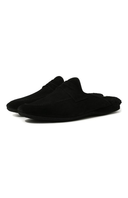 Мужского замшевые домашние туфли FARFALLA черного цвета по цене 30750 руб., арт. V12GA | Фото 1