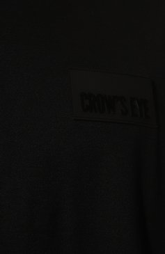 Мужская хлопковая футболка CROW’S EYE черного цвета, арт. LE 60 | Фото 5 (Принт: Без принта; Рукава: Короткие; Длина (для топов): Удлиненные; Материал сплава: Проставлено; Материал внешний: Хлопок; Драгоценные камни: Проставлено; Стили: Кэжуэл)
