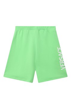 Детские хлопковые шорты VERSACE зеленого цвета, арт. 1000221/1A00287/8A-14A | Фото 1 (Региональные ограничения белый список (Axapta Mercury): RU; Мальчики Кросс-КТ: Шорты-одежда; Материал внешний: Хлопок; Ростовка одежда: 10 - 11 лет | 140 - 146см, 12 лет | 152 см, 16 лет | 164 см, 8 лет | 128 см)