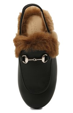 Детские кожаные сабо с меховой отделкой GUCCI черного цвета, арт. 526192/0IIK0 | Фото 4 (Материал внешний: Кожа; Девочки Кросс-КТ: Сабо; Материал внутренний: Текстиль; Длина стельки: 17,3, 17,9, 18,6, 19,3, 19,9, 20,6, 21,3)