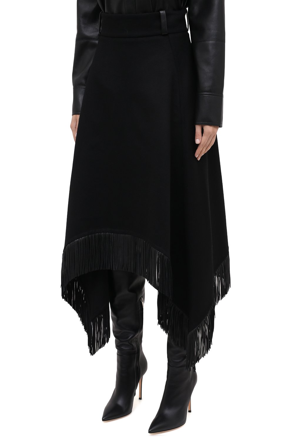 Женская юбка из шерсти и кашемира SAINT LAURENT черного цвета, арт. 630950/Y5B35 | Фото 3 (Материал внешний: Шерсть; Женское Кросс-КТ: Юбка-одежда; Длина Ж (юбки, платья, шорты): Миди)