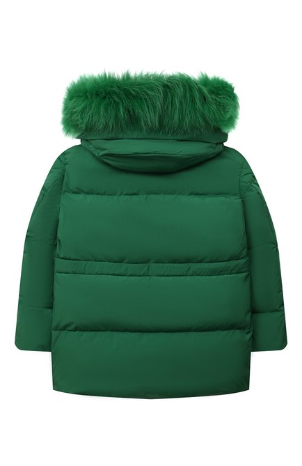 Детская пуховая куртка YVES SALOMON ENFANT зеленого цвета, арт. 23WEM013XXDOXW | Фото 2 (Материал внешний: Синтетический материал; Материал подклада: Синтетический материал; Материал утеплителя: Пух и перо; Рукава: Длинные; Девочки Кросс-КТ: Пуховик-верхняя одежда; Драгоценные камни: Проставлено; Материал сплава: Проставлено)