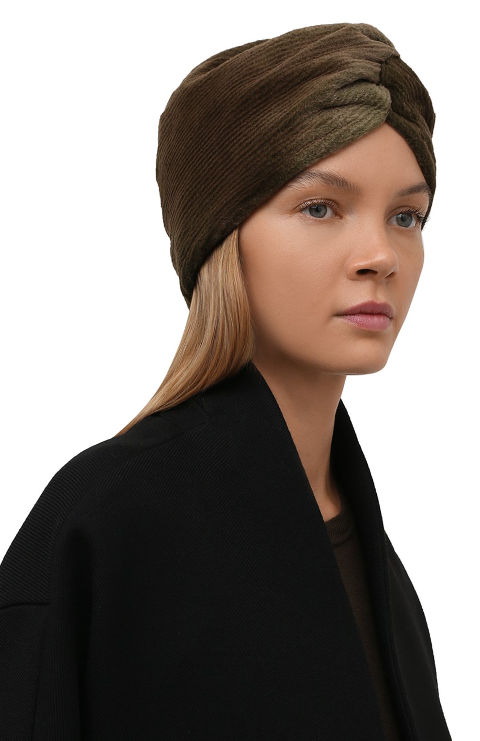 Женская шапка-чалма бэлла из меха норки FURLAND зеленого цвета, арт. 0176300150046600000 | Фото 2 (Материал: Натуральный мех)