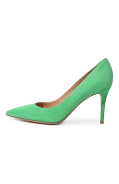 Женские замшевые туфли gianvito 85 GIANVITO ROSSI зеленого цвета, арт. G24580.85RIC.CAMGREE | Фото 4 (Каблук высота: Высокий; Материал внутренний: Натуральная кожа; Каблук тип: Шпилька; Подошва: Плоская; Материал внешний: Замша)