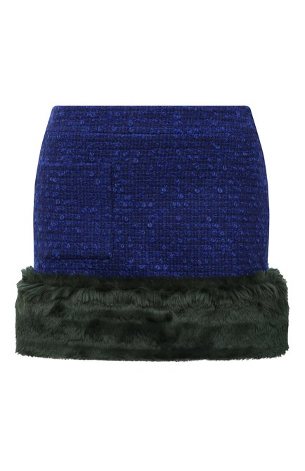 Женская шерстяная юбка SAINT LAURENT темно-синего цвета по цене 120500 руб., арт. 679188/Y7D26 | Фото 1