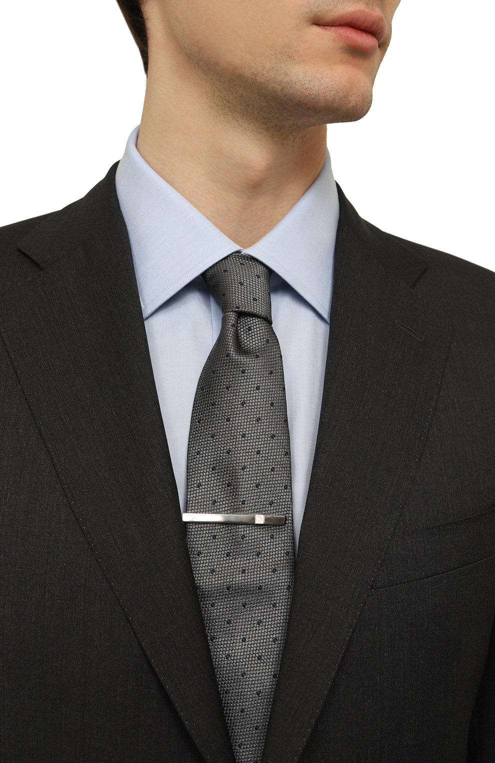 Мужская зажим для галстука LANVIN серебряного цвета, арт. 9744/9 | Фото 2 (Материал: Металл)