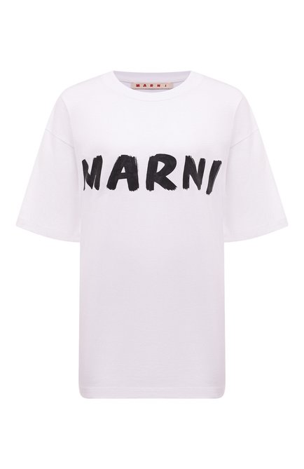 Женская хлопковая футболка MARNI белого цвета по цене 0 руб., арт. THJET49EPH/USCS11 | Фото 1