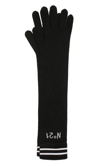 Детские перчатки N21 черного цвета, арт. N2145P/N0040/N21N2F | Фото 1 (Материал: Текстиль, Шерсть, Синтетический материал; Статус проверки: Проверено, Проверена категория)