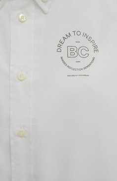 Детская хлопковая рубашка BRUNELLO CUCINELLI белого цвета, арт. BS673C303A | Фото 3 (Рукава: Длинные; Региональные ограничения белый список (Axapta Mercury): Не проставлено; Материал сплава: Проставлено; Материал внешний: Хлопок; Стили: Классический; Драгоценные камни: Проставлено)