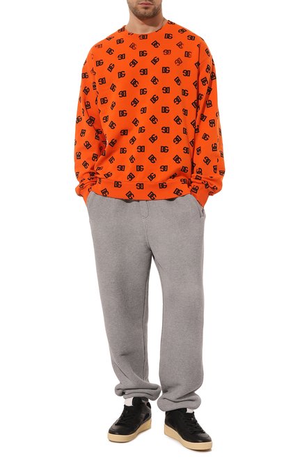 Мужской хлопковый свитшот DOLCE & GABBANA оранжевого цвета, арт. G9ZI6T/G7HPH | Фото 2 (Рукава: Длинные; Длина (для топов): Стандартные; Материал внешний: Хлопок; Мужское Кросс-КТ: свитшот-одежда; Принт: С принтом; Стили: Спорт-шик)