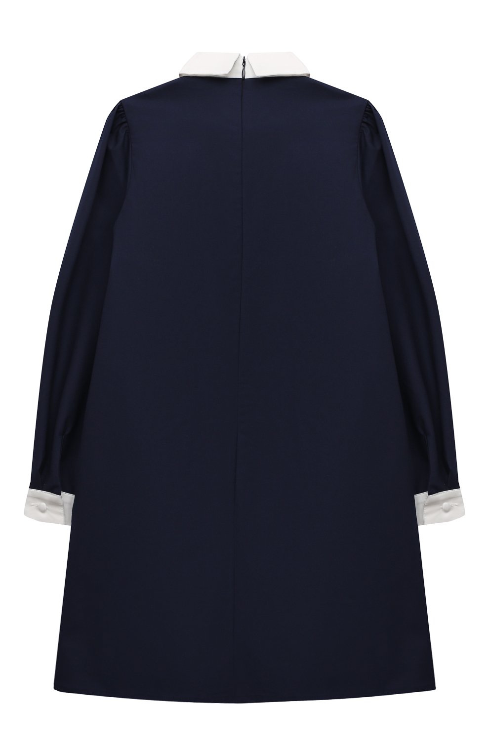 Детское платье EIRENE темно-синего цвета, арт. FW2324151/9/10A-14/15A | Фото 2 (Рукава: Длинные; Случай: Повседневный; Материал внешний: Синтетический материал, Вискоза; Материал сплава: Проставлено; Девочки Кросс-КТ: Платье-одежда; Драгоценные камни: Проставлено; Материал подклада: Хлопок; Девочки-школьная форма: Платья)