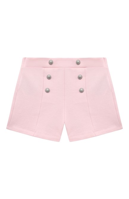 Детские хлопковые шорты BALMAIN светло-розового цвета, арт. BU6029 | Фото 1 (Нос: Не проставлено; Материал внешний: Хлопок; Материал сплава: Проставлено)
