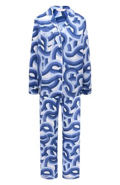 Женская хлопковая пижама DEREK ROSE голубого цвета, арт. 2012-LEDB051 | Фото 1 (Материал сплава: Проставлено; Нос: Не проставлено; Материал внешний: Хлопок)