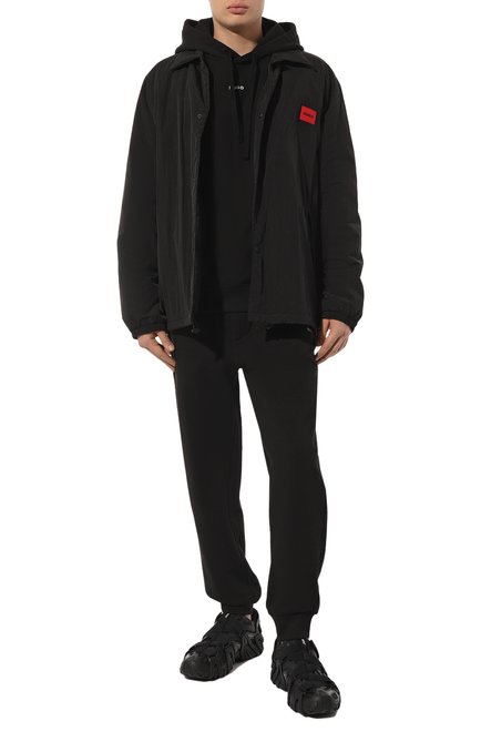 Мужской хлопковый спортивный костюм HUGO черного цвета, арт. 50492581 | Фото 1 (Материал внешний: Хлопок; Материал сплава: Проставлено; Драгоценные камни: Проставлено; Рукава: Длинные)