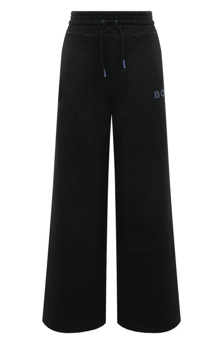 Женские брюки BOSS черного цвета, арт. 50500949 | Фото 1 (Длина (брюки, джинсы): Стандартные; Материал внешний: Хлопок, Синтетический материал; Драгоценные камни: Проставлено; Материал сплава: Проставлено)