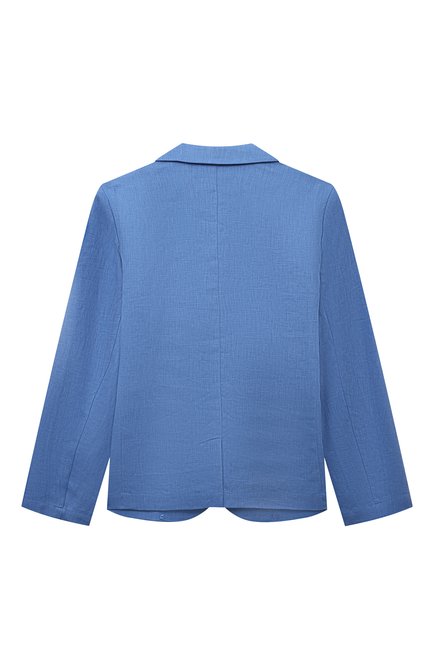 Детский льняной пиджак TRUSSARDI JUNIOR синего цвета, арт. TBP24017GC | Фото 2 (Материал внешний: Лен; Материал сплава: Проставлено; Драгоценные камни: Проставлено; Рукава: Длинные)
