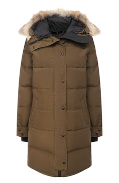 Женский пуховик shelburne CANADA GOOSE хаки цвета, арт. 3802L | Фото 1 (Рукава: Длинные; Длина (верхняя одежда): До колена, До середины бедра; Материал внешний: Синтетический материал, Полиэстер; Кросс-КТ: Пуховик; Материал сплава: Проставлено, Проверено; Материал подклада: Синтетический материал; Статус проверки: Проверено, Проверена категория; Драгоценные камни: Проставлено; Материал утеплителя: Пух и перо)