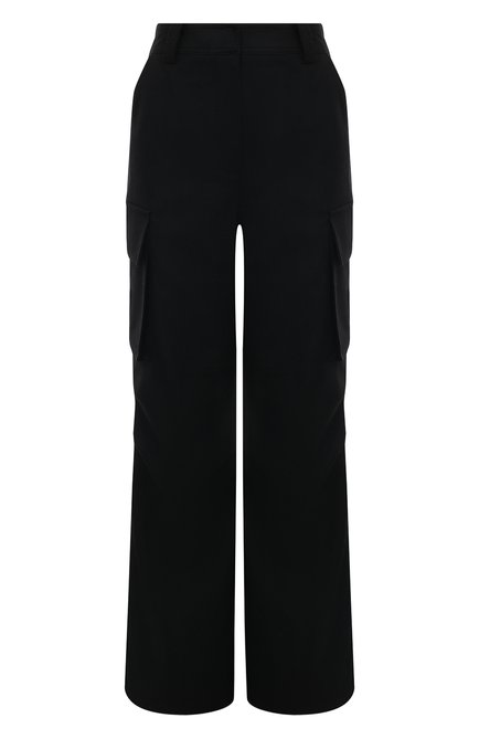 Женские шерстяные брюки LVIR черного цвета, арт. LV23F-PT14 | Фото 1 (Длина (брюки, джинсы): Стандартные; Драгоценные камни: Проставлено; Материал сплава: Проставлено; Материал внешний: Шерсть)
