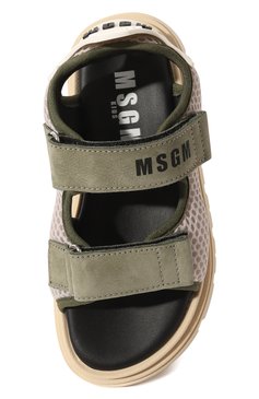 Детские сандалии MSGM KIDS хаки цвета, арт. 73997/28-35 | Фото 4 (Материал внешний: Текстиль; Материал внутренний: Натуральная кожа)