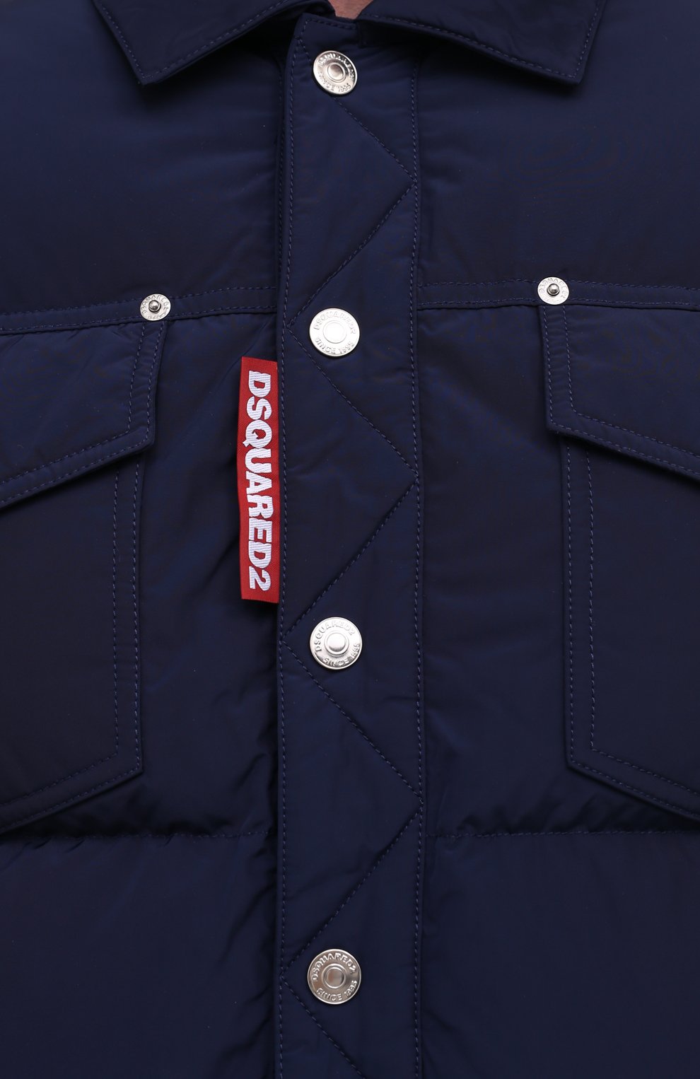 Мужская пуховая куртка DSQUARED2 темно-синего цвета, арт. S74AM1097/S53141 | Фото 5 (Кросс-КТ: Куртка, Пуховик; Мужское Кросс-КТ: пух�овик-короткий, Пуховик-верхняя одежда, Верхняя одежда; Рукава: Длинные; Материал внешний: Синтетический материал; Материал подклада: Синтетический материал; Длина (верхняя одежда): Короткие; Материал утеплителя: Пух и перо; Стили: Кэжуэл)