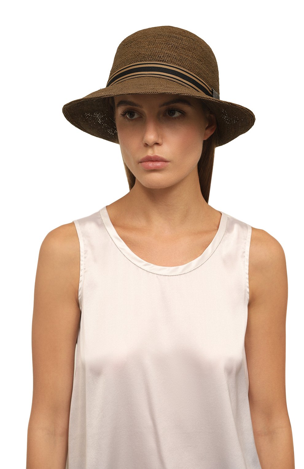 Женская шляпа BRUNELLO CUCINELLI коричневого цвета, арт. MCAP9B1061 | Фото 2 (Материал: Растительное волокно)