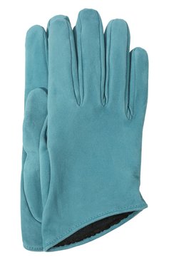 Женские замшевые перчатки GIORGIO ARMANI голубого цвета, арт. 794205/2F204 | Фото 1 (Материал: Натуральная кожа)