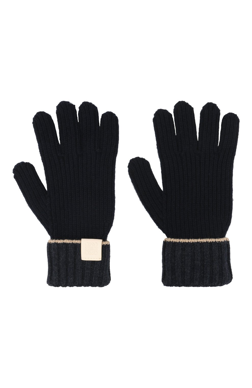 Женские шерстяные перчатки LOEWE темно-синего цвета, арт. F000487XBT | Фото 3 (Материал: Текстиль, Шерсть; Кросс-КТ: Трикотаж)