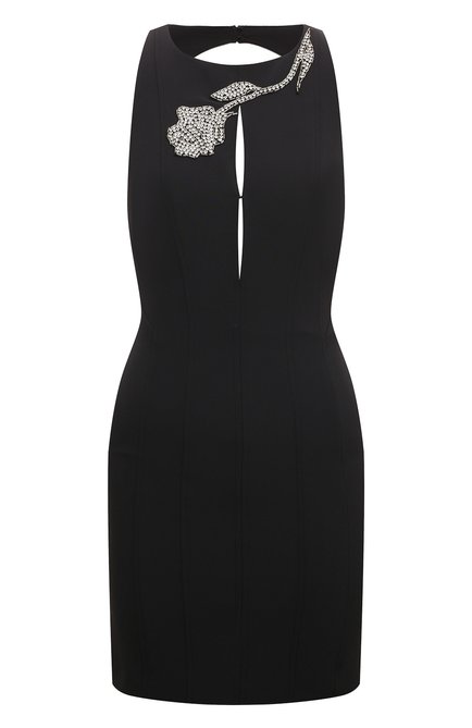 Женское платье BLUGIRL черного цвета, арт. RF3154/T3191 | Фото 1 (Длина Ж (юбки, платья, шорты): Мини; Материал сплава: Проставлено; Материал внешний: Синтетический материал; Драгоценные камни: Проставлено)