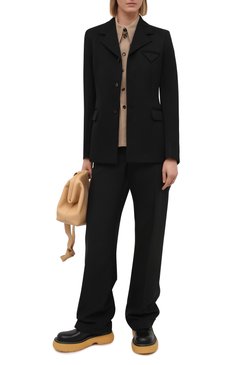 Женский шерстяной жакет BOTTEGA VENETA черного цвета, арт. 651573/VKIS0 | Фото 2 (Материал внешний: Шерсть; Рукава: Длинные; Длина (для топов): Стандартные; Региональные ограничения белый список (Axapta Mercury): RU; Случай: Формальный; 1-2-бортные: Однобортные; Материал подклада: Вискоза; Женское Кросс-КТ: Жакет-одежда; Стили: Кэжуэл)