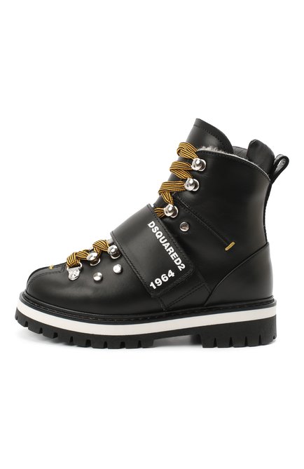 Детские кожаные ботинки DSQUARED2 черного цвета, арт. 65200/RUNNER/28-35 | Фото 2 (Материал утеплителя: Натуральный мех; Материал внешний: Кожа; Региональные ограничения белый список (Axapta Mercury): RU)
