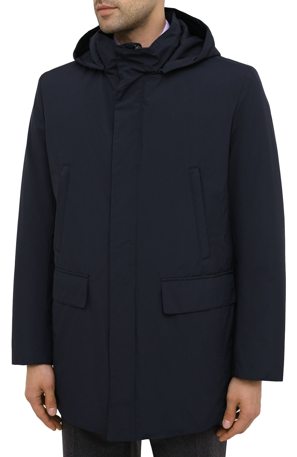 Мужская утепленная куртка GIMO'S темно-синего цвета, арт. 20AI.U.340.730 | Фото 3 (Кросс-КТ: Куртка; Рукава: Длинные; Длина (верхняя одежда): До середины бедра; Материал внешний: Синтетический материал; Мужское Кросс-КТ: утепленные куртки; Стили: Классический; Материал подклада: Синтетический материал)