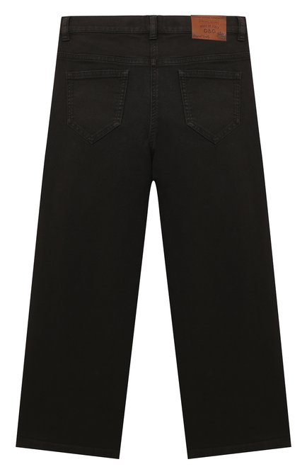 Детские джинсы DOLCE & GABBANA темно-коричневого цвета, арт. L52F18/LY045/2-6 | Фото 2 (Материал внешний: Хлопок; Девочки Кросс-КТ: Брюки-одежда; Региональные ограничения белый список (Axapta Mercury): RU; Детали: Однотонный; Ростовка одежда: 2 года | 92 см, 3 года | 98 см, 4 года | 104 см, 5 лет | 110 см, 6 лет | 116 см)