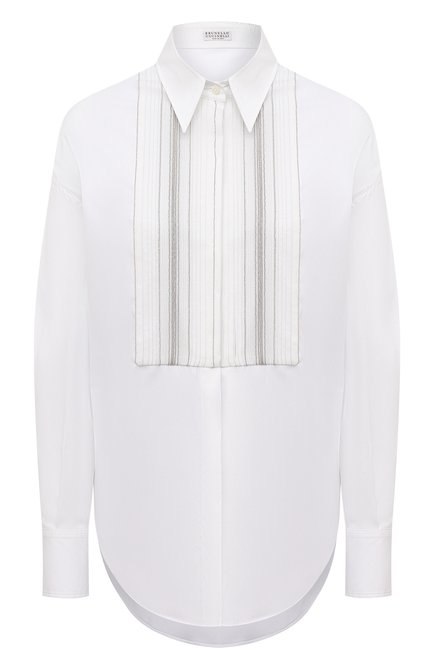 Женская хлопковая рубашка BRUNELLO CUCINELLI белого цвета по цене 151000 руб., арт. M0091MF806 | Фото 1