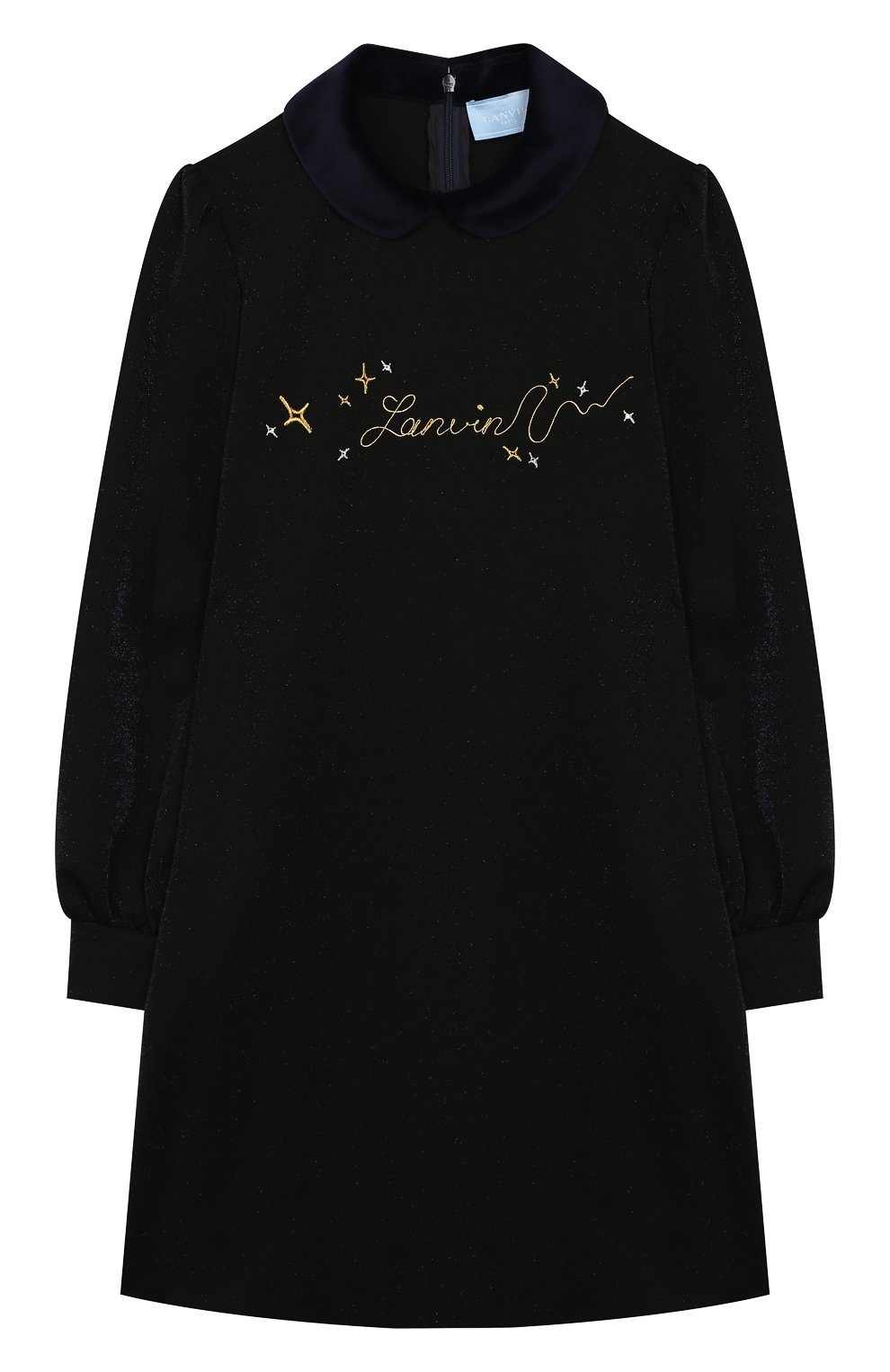 Детское платье LANVIN синего цвета, арт. 4L1660/LC220/10-14 | Фото 1 (Рукава: Длинные; Случай: Повседневный; Материал внешний: Синтетический материал, Вискоза; Девочки Кросс-КТ: Платье-одежда; Статус проверки: Проверена категория; Ростовка одежда: 10 - 11 лет | 140 - 146см, 12 лет | 152 см, 13 - 15 лет | 158 см)