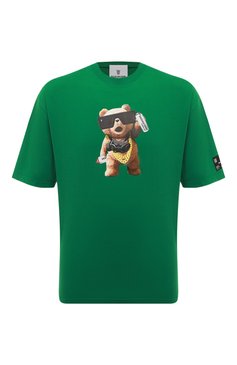Мужская хлопковая футболка DIEGO VENTURINO зеленого цвета, арт. FW22-DV TS0 P0G | Фото 1 (Рукава: Короткие; Длина (для топов): Стандартные; Стили: Гранж; Принт: С принтом; Материал внешний: Хлопок)