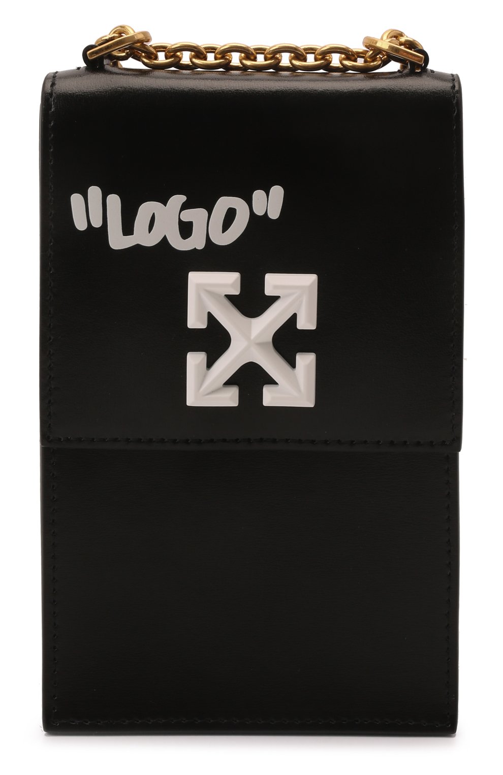 Кожаный чехол jitney для iphone OFF-WHITE черного цвета, арт. 0WNV006S22LEA001 | Фото 1 (Женское Кросс-КТ: Кожа iPhone; Материал: Натуральная кожа)