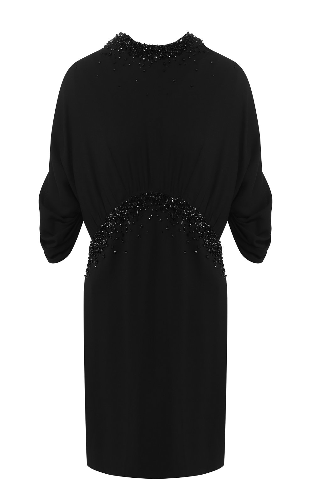 Приталенное мини-платье с декоративной отделкой Prada черного цвета