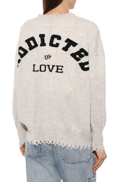 Женский кашемировый пуловер ADDICTED серого цвета, арт. MK220 | Фото 4 (Материал внешний: Шерсть, Кашемир; Рукава: Длинные; Длина (для топов): Стандартные; Женское Кросс-КТ: Пуловер-одежда; Стили: Кэжуэл)