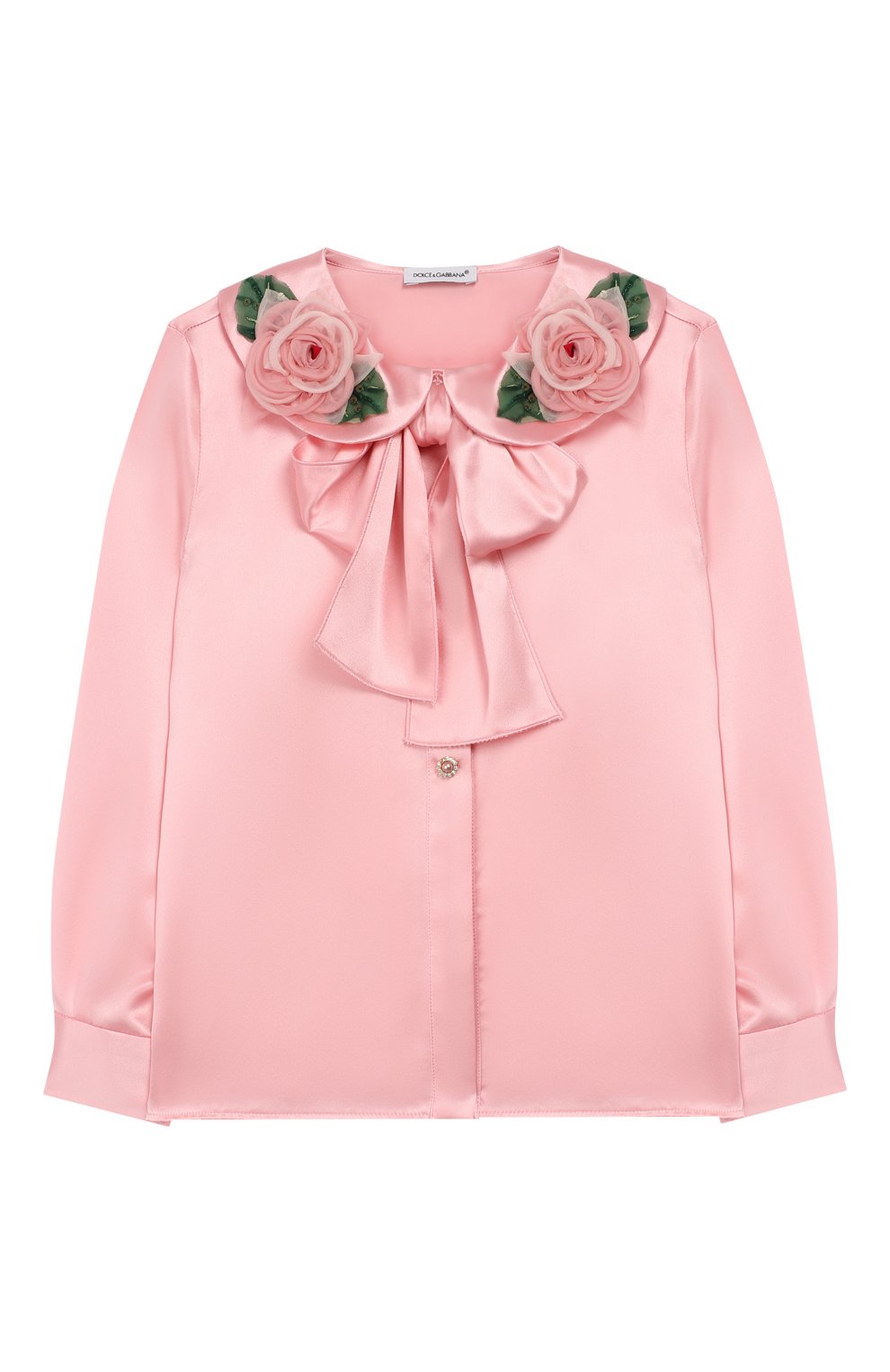Детское шелковая блузка DOLCE & GABBANA розового цвета, арт. L54S65/FU1AU/2-6 | Фото 1 (Материал внешний: Шелк; Рукава: Длинные; Ростовка одежда: 5 лет | 110 см)