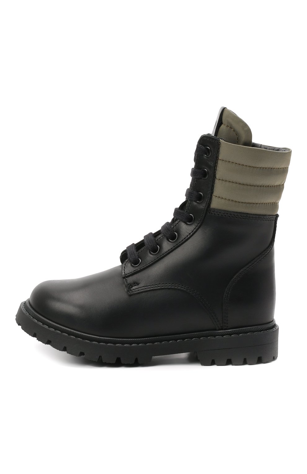 Детские кожаные ботинки FENDI черного цвета, арт. JMR377/AE8A/20-26 | Фото 2 (Материал внешний: Кожа; Материал утеплителя: Натуральный мех)