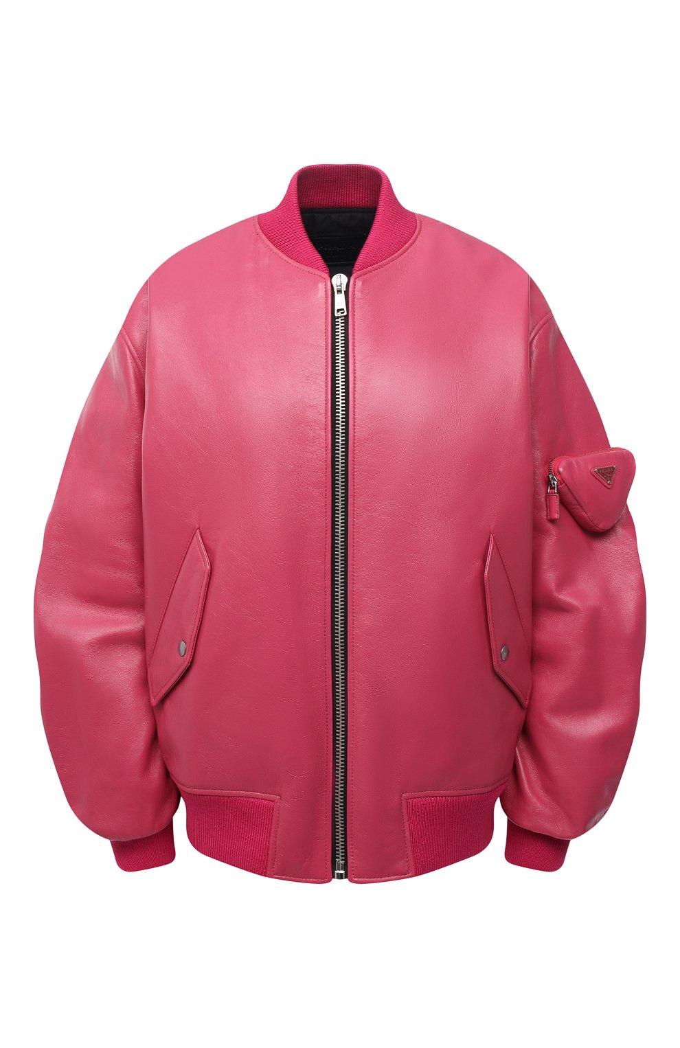 Одежда Prada, Кожаный бомбер Prada, Италия, Розовый, Кожа натуральная: 100%;, 12309468  - купить