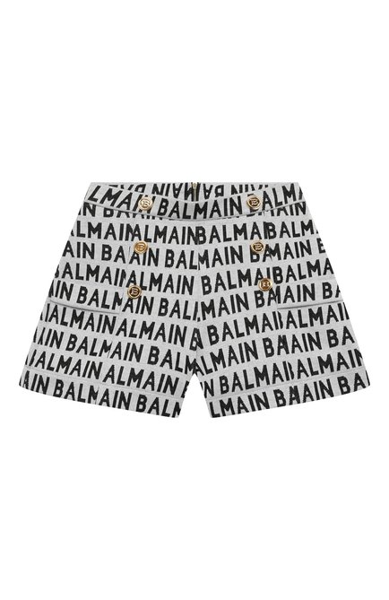 Детские хлопковые шорты BALMAIN серого цвета по цене 49550 руб., арт. 6Q6239 | Фото 1