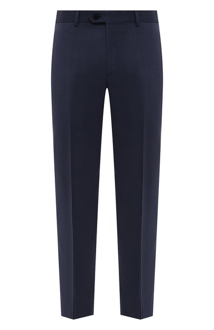 Мужские шерстяные брюки BRIONI темно-синего цвета, арт. RPL80N/P9A1U/MEGEVE | Фото 1 (Длина (брюки, джинсы): Стандартные; Материал подклада: Купро; Материал внешний: Шерсть; Стили: Классический; Случай: Формальный)