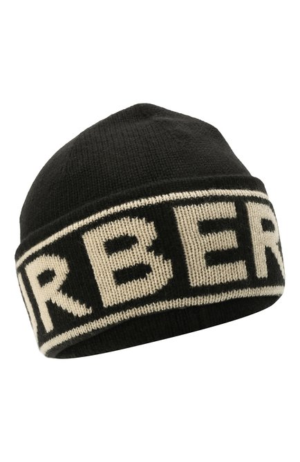Женская кашемировая шапка BURBERRY черного цвета, арт. 8023982 | Фото 1 (Материал: Шерсть, Кашемир, Текстиль)