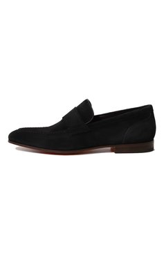 Мужские замшевые лоферы SANTONI темно-синего цвета, арт. MCLG16451SA3SRVRU59 | Фото 4 (Материал внутренний: Натуральная кожа; Стили: Классический; Материал внешний: Замша)