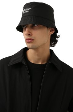 Мужская панама DSQUARED2 черного цвета, арт. HAM0031 16805374 | Фото 2 (Материал: Текстиль, Синтетический материал; Региональные ограничения белый список (Axapta Mercury): Не проставлено; Материал сплава: �Проставлено; Нос: Не проставлено)