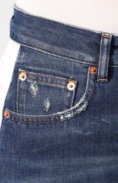 Женские джинсы MM6 синего цвета, арт. S62LB0041/S30460 | Фото 5 (Силуэт Ж (брюки и джинсы): Широкие, Расклешенные; Кросс-КТ: Деним; Длина (брюки, джинсы): Стандартные; Материал внешний: Хлопок, Деним; Детали: Потертости)