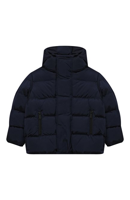 Детский утепленная куртка DSQUARED2 темно-синего цвета, арт. DQ1090-D00BN | Фото 1 (Материал подклада: Синтетический материал; Рукава: Длинные; Материал внешний: Синтетический материал)
