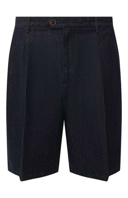 Мужские шорты из смеси хлопка и льна GIORGIO ARMANI темно-синего цвета по цене 72050 руб., арт. 3HSP68/SDS7Z | Фото 1