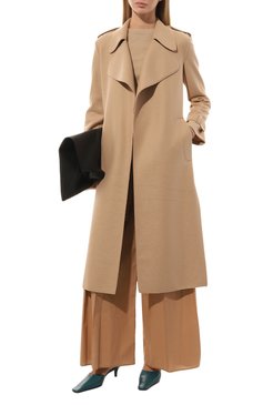 Женское шерстяное пальто HARRIS WHARF LONDON бежевого цвета, арт. A1173MLX | Фото 2 (Материал внешний: Шерсть; Рукава: Длинные; Стили: Классический; Длина (верхняя одежда): Длинные; 1-2-бортные: Двубортные)